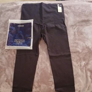 Empetua Black High-Waisted Tummy Control Shapewear Capri Leggings Womens 3XL